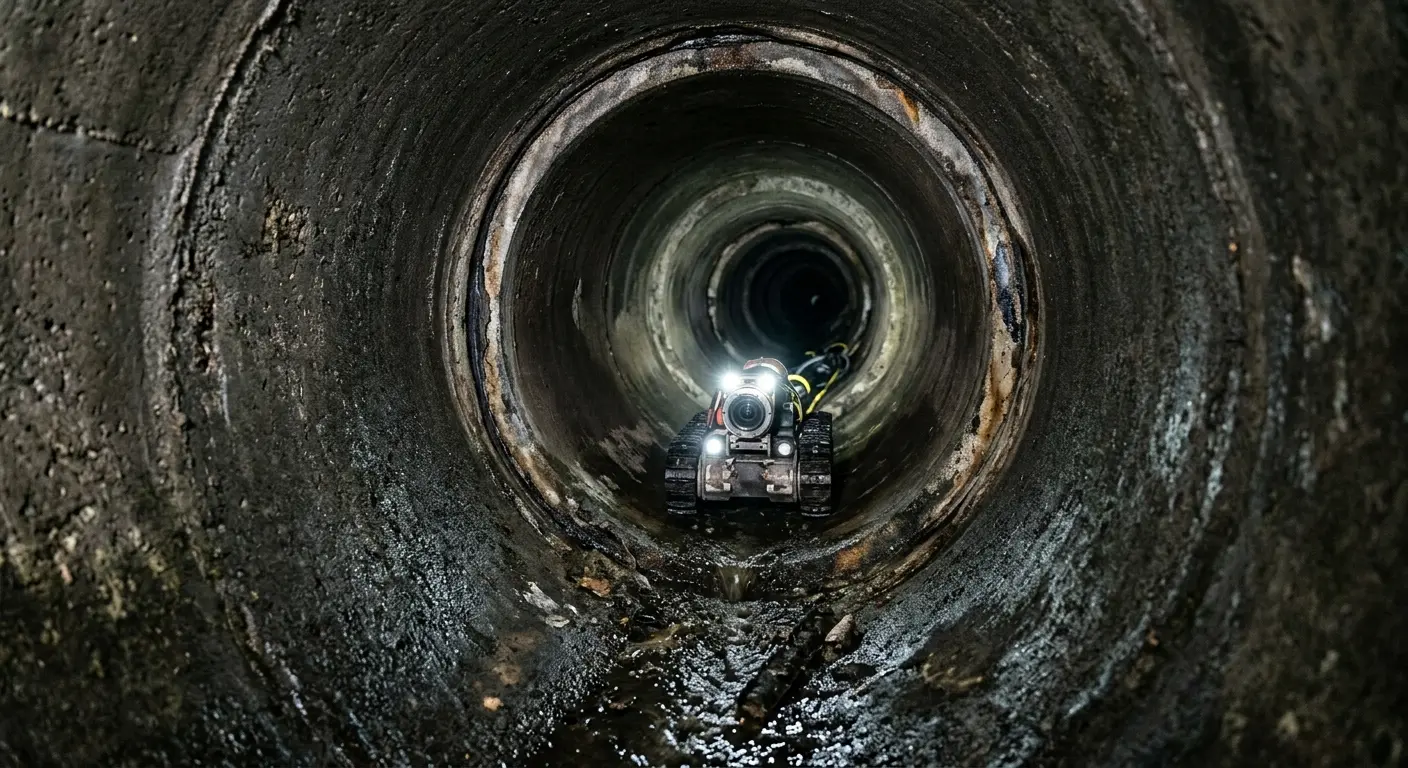 Robotic sewer camera inspecting pipe interior for Sewer Line Cleaning in McGregor